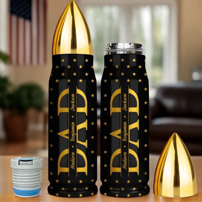 Target Locked On Love - Family Personalized Custom Bullet Tumbler - Father's Day, Gift For Dad, Grandpa