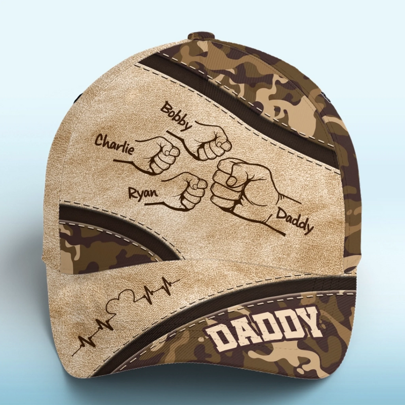 Strong Hands, Stronger Love - Family Personalized Custom Hat, All Over Print Classic Cap - Father's Day, Gift For Dad, Grandpa