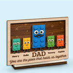 The Hands That Built Our World - Family Personalized Custom 2-Layered Wooden Plaque With Stand - Father's Day, Gift For Dad, Grandpa copy
