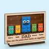 Les mains qui ont construit notre monde - Plaque en bois personnalisée à 2 couches avec support - Fête des pères, cadeau pour papa, copie pour grand-père