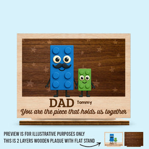 Les mains qui ont construit notre monde - Plaque en bois personnalisée à 2 couches avec support - Fête des pères, cadeau pour papa, copie pour grand-père