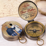 Your Heart, My Home - Family Personalized Custom Compass - Father's Day, Gift For Dad, Mom, Son