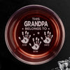 Custom Photo Built With Love, Powered By Grandkids - Family Personalized Custom Whiskey Glass With Bottom And Side Engraving - Father's Day, Gift For Dad, Grandpa