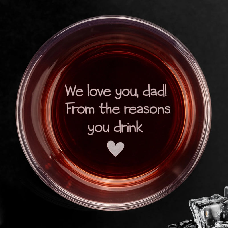 Custom Photo Because Of Me, You Deserve This Drink - Family Personalized Custom Whiskey Glass With Bottom And Side Engraving - Father's Day, Gift For Dad, Grandpa