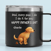 Je fais caca, tu ramasses, le meilleur travail d'équipe - Gobelet personnalisé en acier inoxydable de 14 oz avec poignée pour chien - Fête des pères, cadeau pour les propriétaires d'animaux et les amoureux des animaux