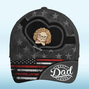 Porter mon monde près de mon cœur - Chapeau personnalisé familial, casquette classique à imprimé intégral - Fête des pères, cadeau pour papa, grand-père