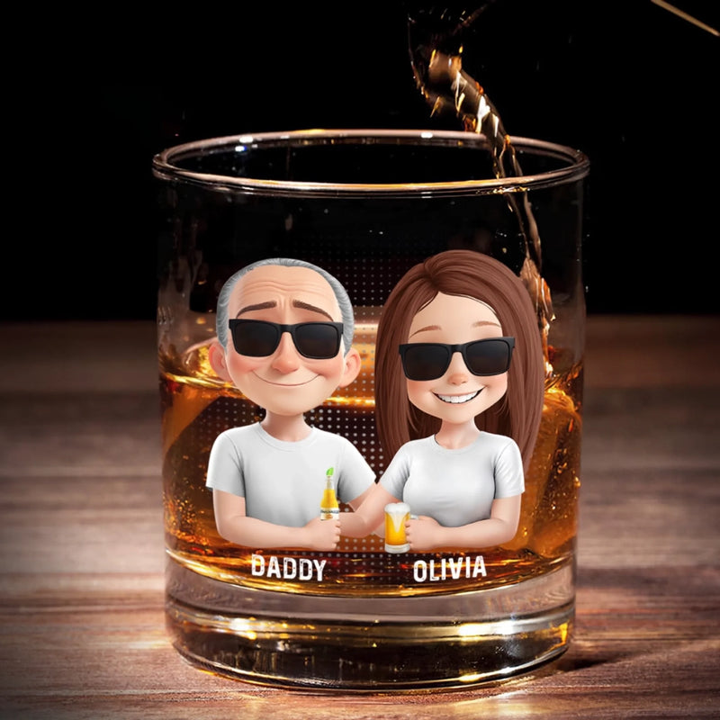Awesome Like My Daughter - Family Personalized Custom Whiskey Glass - Father's Day, Gift For Dad, Daughter