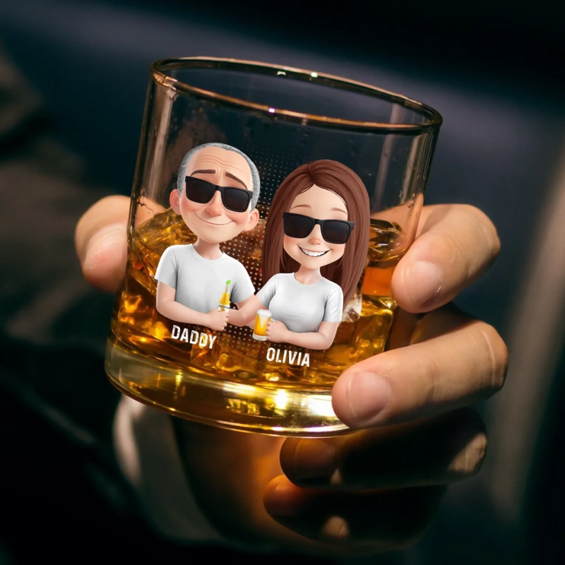 Awesome Like My Daughter - Family Personalized Custom Whiskey Glass - Father's Day, Gift For Dad, Daughter