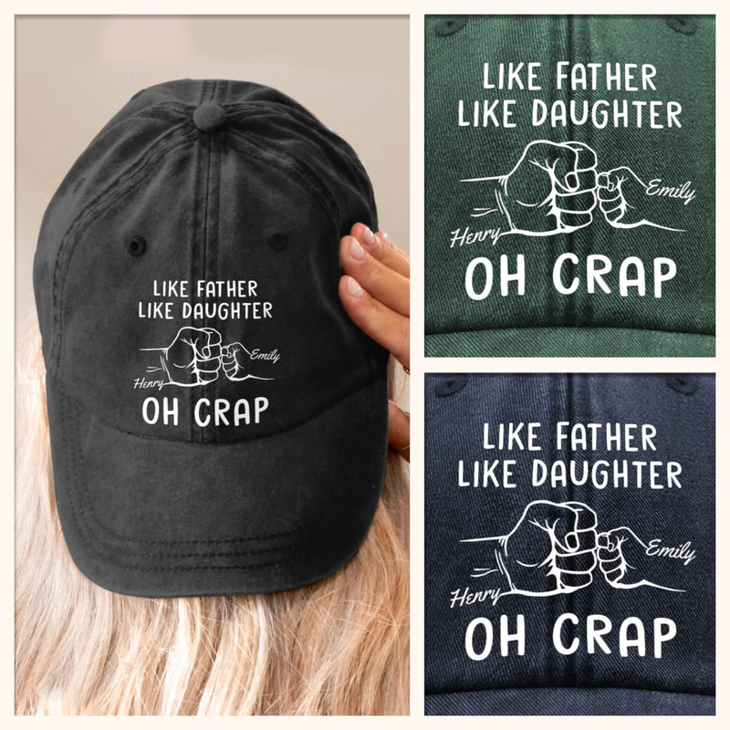 Matching Genes, Matching Mess - Family Personalized Custom Vintage Washed Denim Baseball Cap - Father's Day, Gift For Dad, Daughter