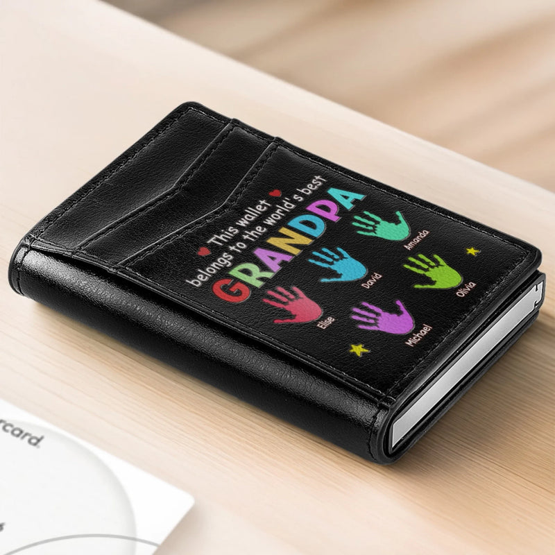 Forever Reaching For You - Family Personalized Custom RFID Blocking Leather Card Holder Wallet - Father's Day, Gift For Dad, Grandpa
