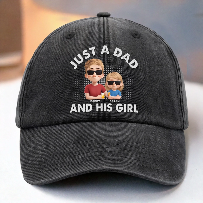 Built-in Besties Since Day One - Family Personalized Custom Vintage Washed Denim Baseball Cap - Father's Day, Gift For Dad