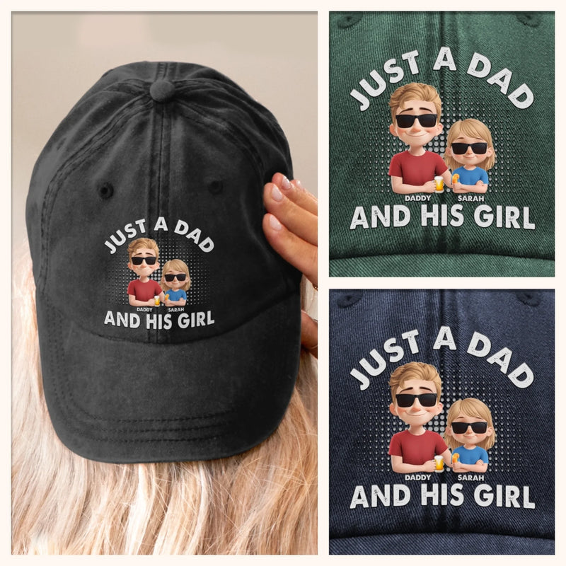 Built-in Besties Since Day One - Family Personalized Custom Vintage Washed Denim Baseball Cap - Father's Day, Gift For Dad
