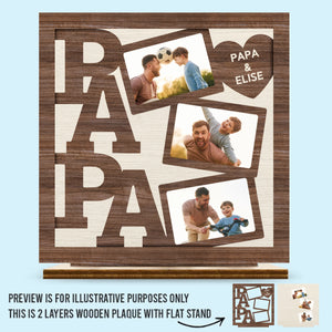 Photo personnalisée Mes moments préférés sont avec papa - Plaque en bois personnalisée à 2 couches avec support plat - Fête des pères, cadeau pour papa