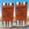 From Tiny Fingers To Forever Memories - Family Personalized Custom Printed Leather Tumbler - Father's Day, Gift For Dad, Grandpa, Family Members