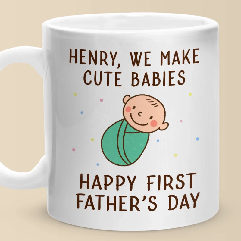 Love, Snuggles And Memories - Family Personalized Custom Mug - Father's Day, Baby Shower Gift, Gift For First Dad, Baby Kids, Newborn Baby