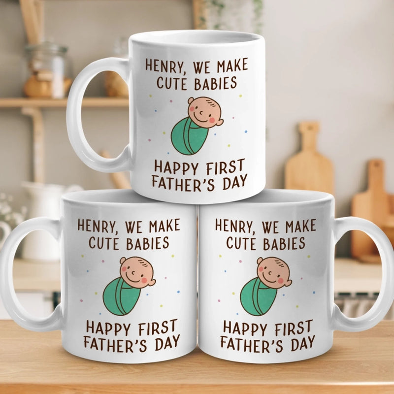 Love, Snuggles And Memories - Family Personalized Custom Mug - Father's Day, Baby Shower Gift, Gift For First Dad, Baby Kids, Newborn Baby
