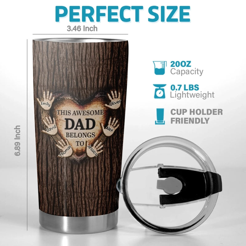 Loved By The Littlest Hands - Family Personalized Custom Tumbler - Father's Day, Gift For Dad, Grandpa
