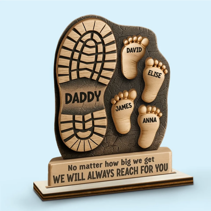 Your Footsteps Led Our Way - Family Personalized Custom Shaped 2-Layered Wooden Plaque With Flat Stand - New Arrival, Father's Day, House Warming Gift For Dad, Grandpa AMZ