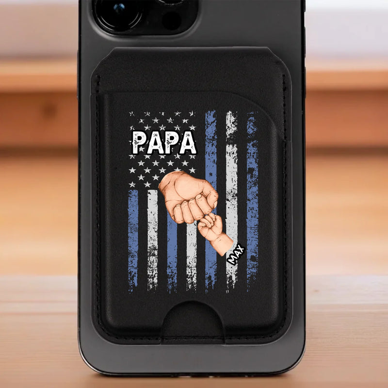 Together, Always With Papa - Family Personalized Custom Magnetic Wallet For iPhone - Father's Day, Gift For Dad, Grandpa