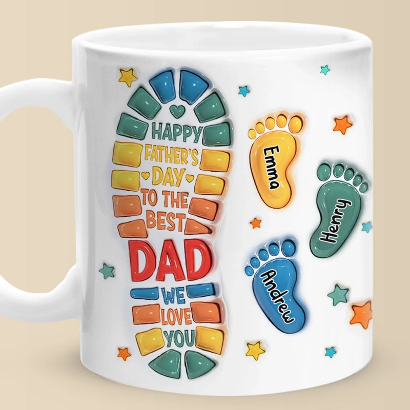 Following In Your Footsteps - Family Personalized Custom 3D Inflated Effect Printed Mug - Father's Day, Gift For Dad, Grandpa