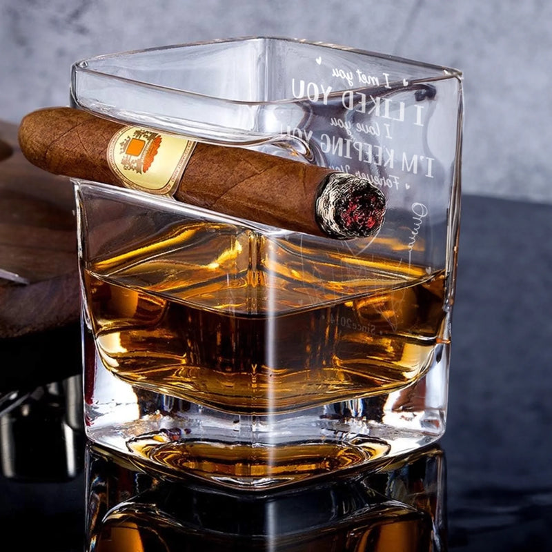 You Hold My Heart - Couple Personalized Custom Whiskey Glass With Cigarette Holder - Gift For Husband Wife, Anniversary