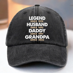 Built To Be A Legend - Family Personalized Custom Vintage Washed Denim Baseball Cap - Father's Day, Gift For Dad, Grandpa