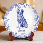 Whispers Of Love In Blue - Dog Personalized Custom Ceramic Plate - Father's Day, Gift For Dog Lovers, Dad, Grandpa