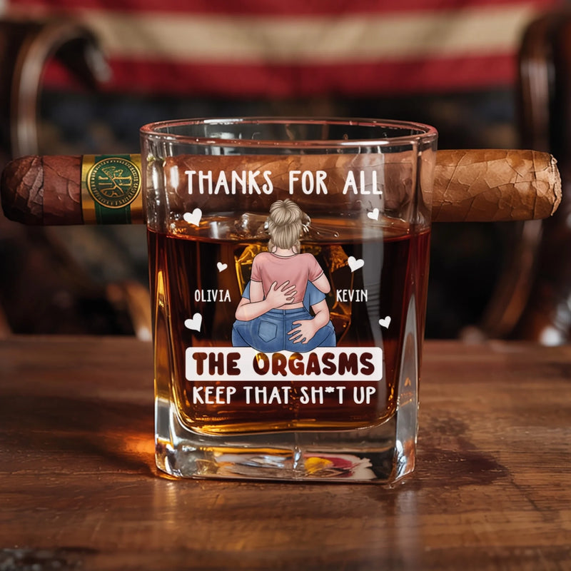 Every Day Is Sweeter With You - Couple Personalized Custom Whiskey Glass With Cigarette Holder - Gift For Husband Wife, Anniversary