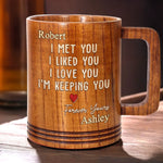 Still Falling For You, Every Single Day - Couple Personalized Custom Wooden Mug - Gift For Husband, Wife, Couple