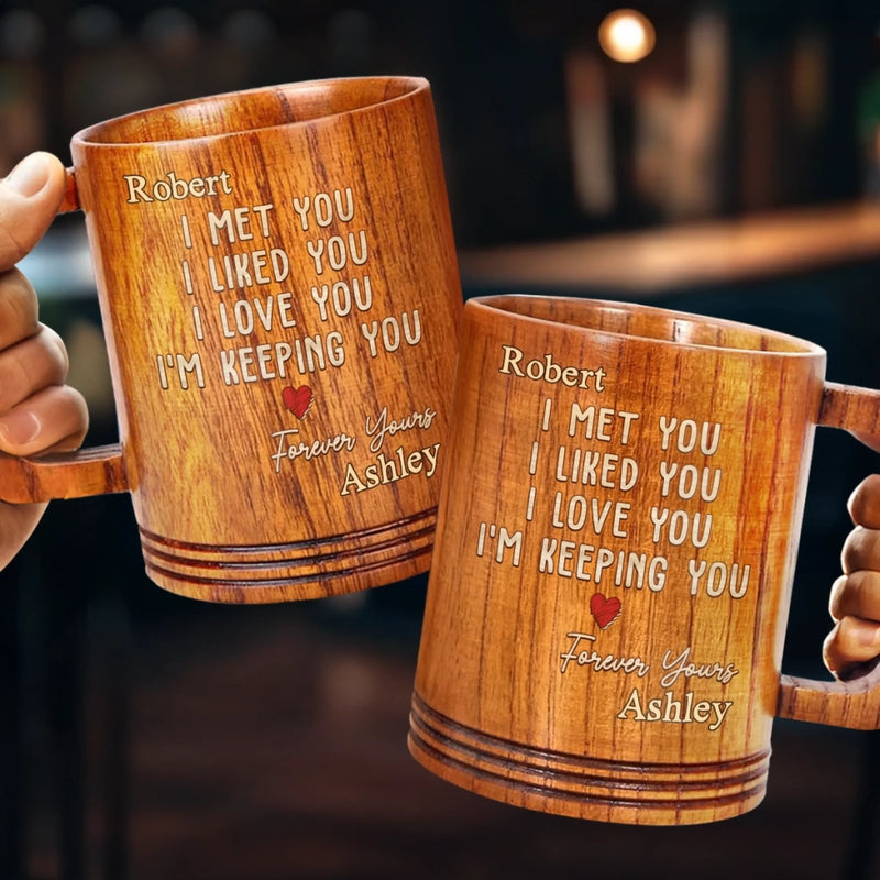 Still Falling For You, Every Single Day - Couple Personalized Custom Wooden Mug - Gift For Husband, Wife, Couple