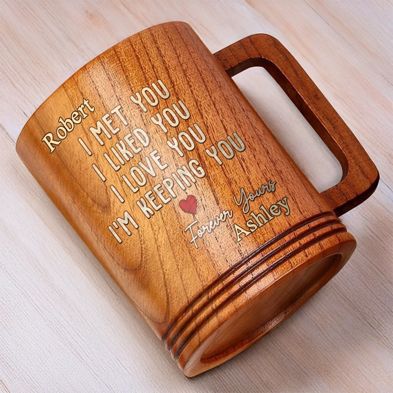 Still Falling For You, Every Single Day - Couple Personalized Custom Wooden Mug - Gift For Husband, Wife, Couple