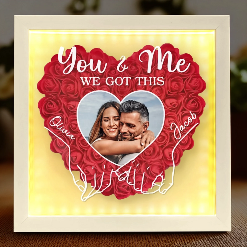 Custom Photo With You, Everything Is Cozy - Couple Personalized Custom Flower Shadow Box With LED - Gift For Husband Wife, Anniversary