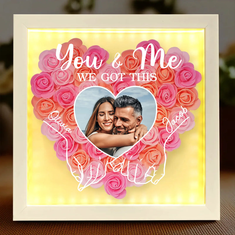 Custom Photo With You, Everything Is Cozy - Couple Personalized Custom Flower Shadow Box With LED - Gift For Husband Wife, Anniversary