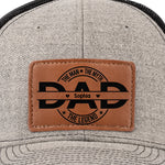 Father First Always Hero - Family Personalized Custom Leather Patch Hat - Father's Day, Gift For Dad, Grandpa