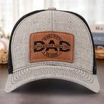 Father First Always Hero - Family Personalized Custom Leather Patch Hat - Father's Day, Gift For Dad, Grandpa