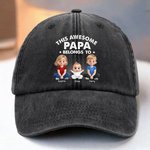 Oh Crap, I Have Kids - Family Personalized Custom Vintage Washed Denim Baseball Cap - Father's Day, Gift For Dad, Grandpa
