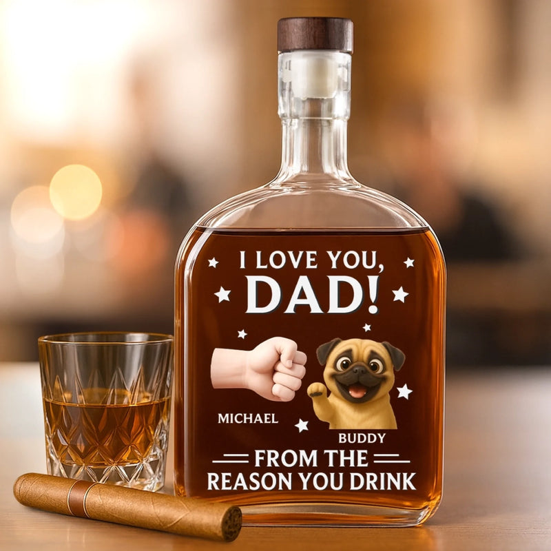 From Your Favorite Furry Troublemaker - Dog Personalized Custom Whiskey Bottle - Father's Day,  Gift For Dad, Pet Owners, Pet Lovers