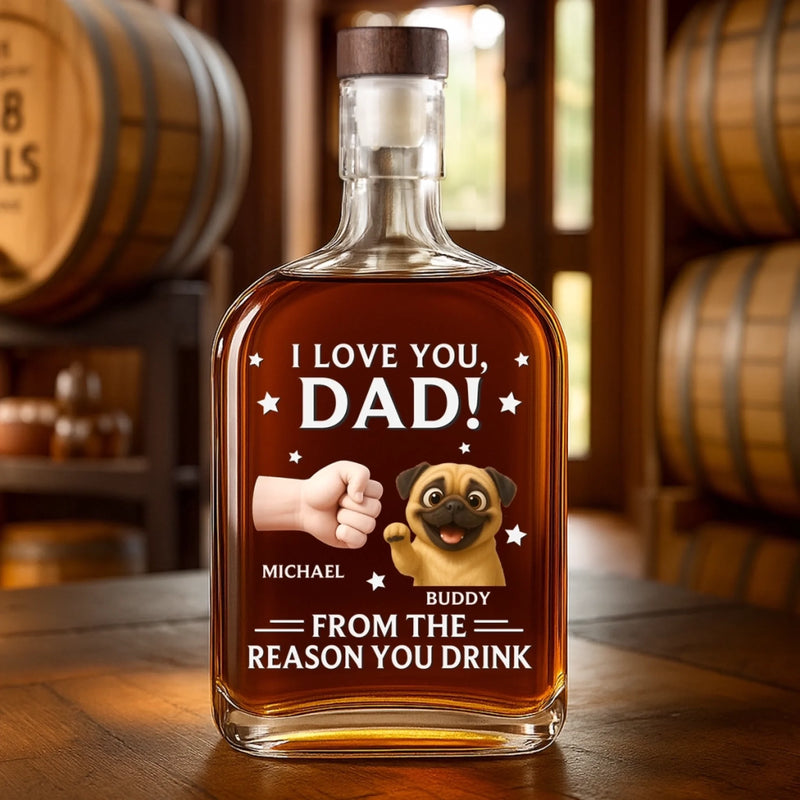From Your Favorite Furry Troublemaker - Dog Personalized Custom Whiskey Bottle - Father's Day,  Gift For Dad, Pet Owners, Pet Lovers