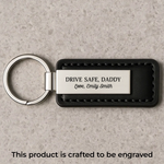 Drive Safe, Daddy - Family Personalized Custom Metal With Leather Keychain - Father's Day, Gift For Dad, Grandpa