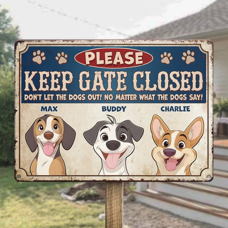 Escape Artists At Work - Dog Personalized Custom Home Decor Metal Sign - Father's Day, House Warming Gift For Pet Owners, Pet Lovers