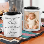 Custom Photo Hold Me Close, Even When Apart - Family Personalized Custom Accent Mug - Father's Day, Gift For New Dads, Dad
