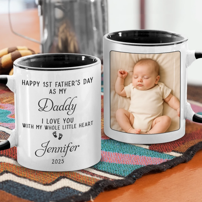 Custom Photo Hold Me Close, Even When Apart - Family Personalized Custom Accent Mug - Father's Day, Gift For Dad