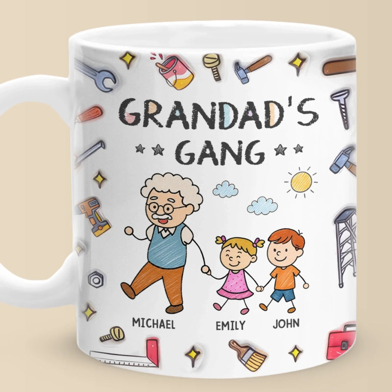 My Favorite Gang Calls Me Grandpa - Family Personalized Custom 3D Inflated Effect Printed Mug - Father's Day, Gift For Dad, Grandpa