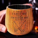 Just Us, Side By Side - Couple Personalized Custom Wooden Whiskey Glass - Gift For Husband Wife, Anniversary