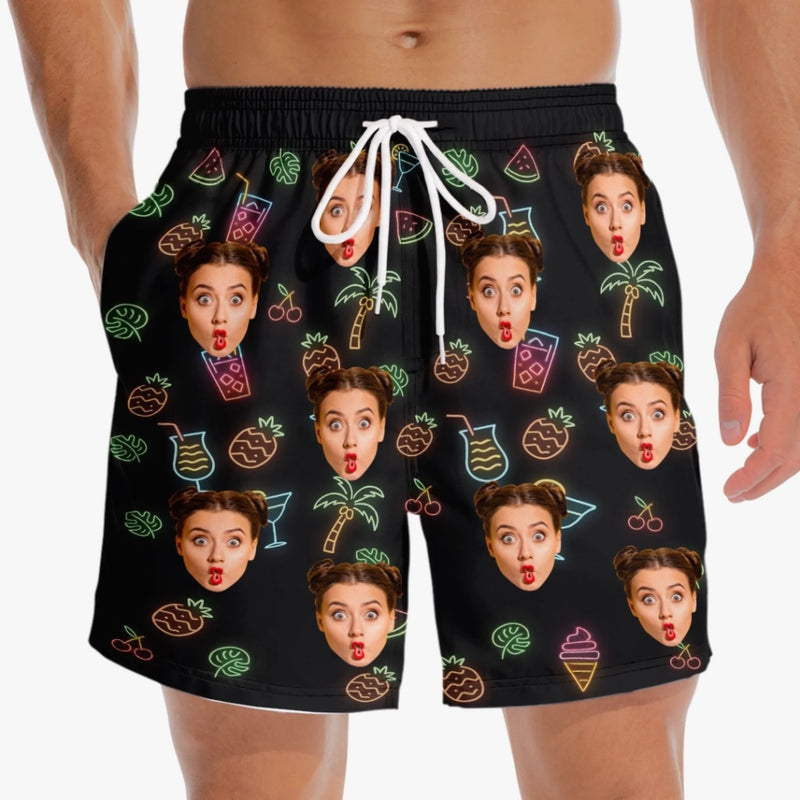 Custom Photo Tropical Party - Family Personalized Custom Tropical Hawaiian Aloha Men Beach Shorts - Summer Vacation Gift For Family Members, Pet Owners, Pet Lovers