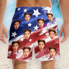 Custom Photo One Nation, One Crazy Fam - Family Personalized Custom Tropical Hawaiian Aloha Men Beach Shorts - Summer Vacation Gift For Family Members, Pet Owners, Pet Lovers