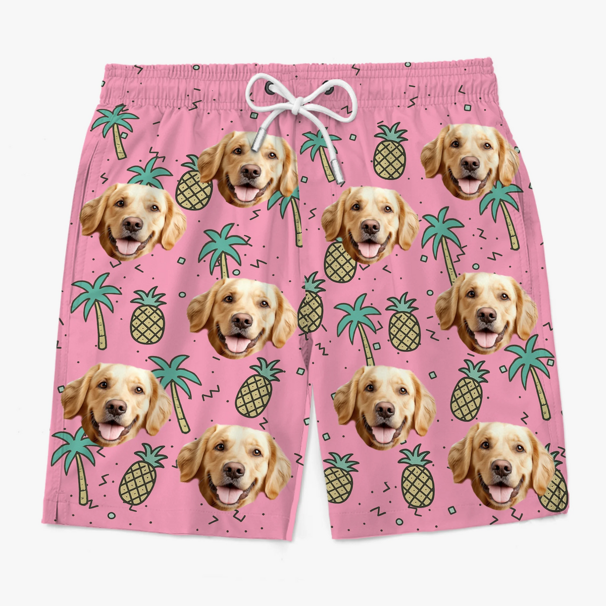 Custom Photo Pineapple Punch Squad - Family Personalized Custom Tropical Hawaiian Aloha Men Beach Shorts - Summer Vacation Gift For Family Members, Pet Owners, Pet Lovers