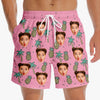 Short de plage hawaïen personnalisé avec photo « Ananas Punch Squad » - Short de plage hawaïen tropical Aloha pour homme - Cadeau de vacances d'été pour les membres de la famille, les propriétaires d'animaux et les amoureux des animaux