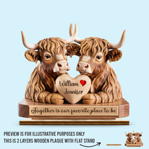 Ensemble, c'est notre endroit préféré - Plaque en bois personnalisée à 2 couches avec support plat - Cadeau de pendaison de crémaillère pour mari et femme, anniversaire