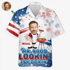 Photo personnalisée « M. Beau gosse cuisine » - T-shirt hawaïen unisexe tropical personnalisé pour la famille - Cadeau de vacances d'été, cadeau pour papa, grand-père, amoureux des voyages